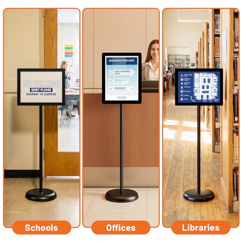 Sign Holder Stand 8.5x11 Inch - Pedestal Floor Standing Sign Holder with Adjustable 360° Rotating Display, Standing & Poster Sign Stand for Business, Mall, Schools, Restaurants – 1 Pack - size: Sign Holder Stand 8.5x11 – 1 Pack