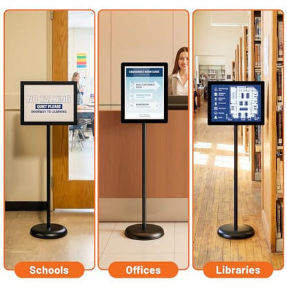 Sign Holder Stand 8.5x11 Inch - Pedestal Floor Standing Sign Holder with Adjustable 360° Rotating Display, Standing & Poster Sign Stand for Business, Mall, Schools, Restaurants – 1 Pack - size: Sign Holder Stand 8.5x11 – 1 Pack
