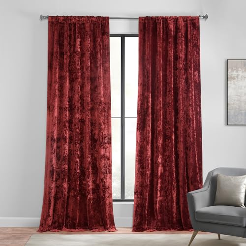 HPD Half Price Drapes Lush Crush Velvet Curtains - Room Darkening Curtain 84 Inches Long for Bedroom & Living Room, Luxury Look, Rod Pocket Design, (1 Panel), 50W x 84L, Ruby Red - color: Ruby Red, size: 50"W x 84"L (Pack of 1)