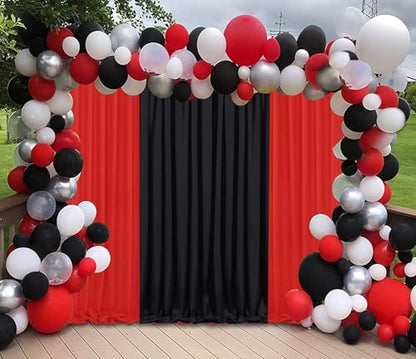 10ft x 8ft Red Backdrop Curtains Polyster Photo Drapes Party Photo Backgrounds 4 Panels 5ft x 8ft for Christmas Wedding Birthday Home Photography Background - color: Red, size: 5ft x 8ft 4 Panels