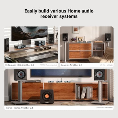 AIYIMA A07 MAX TPA3255 HiFi Power Amplifier 600W,Mono/Stereo Amp & Aux Out | Swappable Op-Amp | 300W*2 Class D HiFi Amp for 2.0/2.1 Channel Home Audio Bookshelf Speaker,T1 PRO Preamp,D07 Desktop DAC