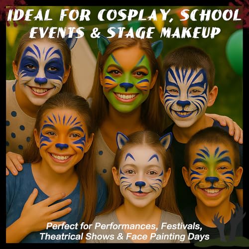 BOBISUKA Blue Face Paint Stick, Highly Pigmented Full Coverage Washable Cream Face & Body Paint for Halloween Avatar Mystique Alien Fantasy Cosplay SFX Makeup, Sports Eye Black Looks & Costume Party - color: Blue