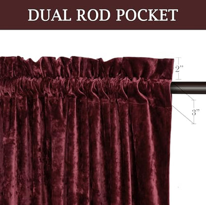 Chezmoi Collection Lux Burgundy Red Crushed Velvet Curtains 2 Panel Set - 84 inches Long Room Darkening Luxury Distressed Velvet Rod Pocket Window Drapes for Living Room Bedroom 50" W x 84" L - color: Burgundy Red