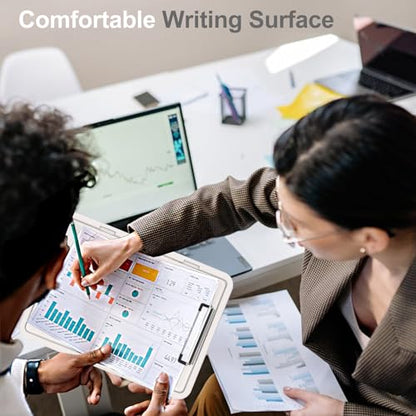 Clipboard, Clipboard with Storage, Heavy Duty Clip Boards 8.5x11, Protective Over Molded Edge, Plastic Clipboards, Contractor Folder with Internal Pen Pouch for Driver (White) - color: White