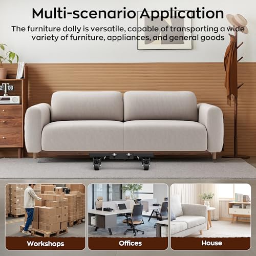 IMAYCC 1200LBS Furniture Dolly, Heavy Duty Furniture Movers with Wheels, Moving Dolly with Lifttable Baffles & Brakes, Reinforced Steel Frame & All-Terrain Wheels for Appliance Dolly - size: 1 Pack
