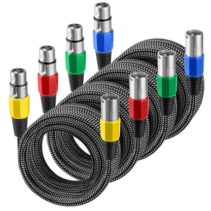 XLR Cable 30 FT/4 Pack, Microphone Cable 3 Pin Nylong Braided Balanced XLR Male to Female Heavy Duty Mic Patch Cords (Pure Copper Conductors) - size: 30FT