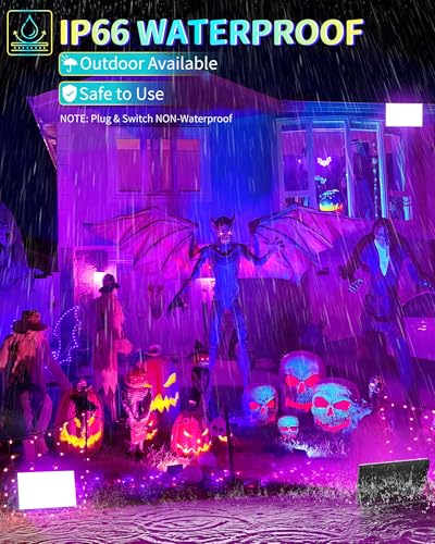200W Black Light IP66 with 10ft Cable, Powerful for Halloween Glow Party | 2 Pack LED Blacklight Flood Light Outdoor, Glow in the Dark Party Supplies for Gym Classroom Body Paint Dance Party Decor - size: 200W-2 Pack