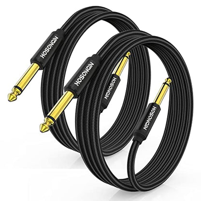 HOSONGIN 1/4 Inch Guitar Instrument Cable 6.6ft 2-Pack [Nylon Braided Shielded], 1/4 Inch to 1/4 inch TS Male to Male Plug Mono Audio Cord, Quarter Inch 6.35mm Unbalanced Interconnect Line - 6.6 feet - size: 6.6 Feet, style: 1/4" Guitar Cable - 2 Pack