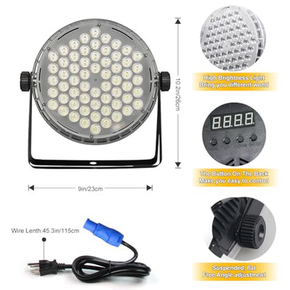DJANT Stage Lights 60 LED RGBW Par Lights, Party DJ Disco Strobe Light, Remote Control & DMX Control Sound Activated for Home Room Dance Party Birthday Karaoke Halloween Christmas