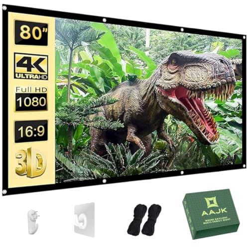 AAJK 80inch Outdoor Projector Screen Anti Crease Portable Movie Screen - size: 80"