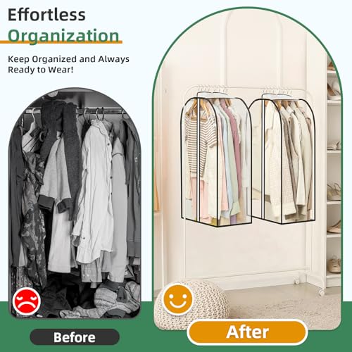 LANDNEOO 6 Pack Clear Garment Bags for Hanging Clothes with Zippers on Double Sides - 10'' Clothes Storage for Coat, Dress, and Fur in Closet - 32'' Long Suit Bags - size: 32 inch