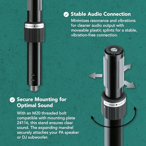 K&M Konig & Meyer Distance Rod Ring Lock | PA Speaker Stand with Expanding Mandrel | Easy to Set Up DJ Subwoofer Stand Made of Steel | Black Vibration Free Distance Rod | 0.63kg
