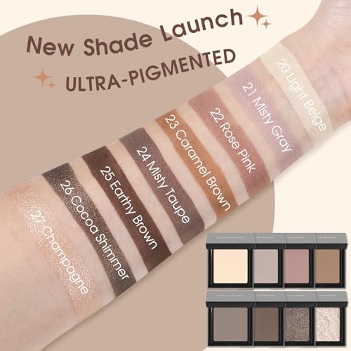 UCANBE Misty Mauve Single Eyeshadow Palette, Neutral Matte Mini Eye Shadow Powder, Highly Pigmented Professional Long-Lasting Waterproof Makeup Pallet - color: 21 Misty Mauve Gray