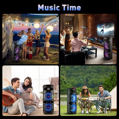 Dual 12'' Wireless Bluetooth Party Speaker with Microphone/Bass - size: Dual 12'' Speakers