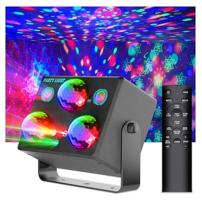 Disco Ball Party Lights,Pro 6 in 1 Disco Lights Sound Activated Dj Strobe with RGB&OGB Disco Balls,Laser Light Show,Ocean Lamp,Star Projector,2 RGB LEDs-Perfect for Disco Glow Party Rave Dance - size: Large