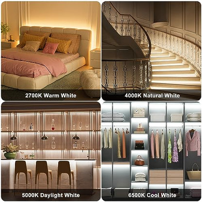 PAUTIX 5V USB COB LED Strip Lights with RF Remote,Dotless LED Lights 2700K-6500K CCT Tunable White Dimmable 6.56ft TV Backlight,Flexible Under Cabinet Tape Light for Bedroom,Kitchen,Shelf DIY Lighting - size: 6.56ft(5V USB)