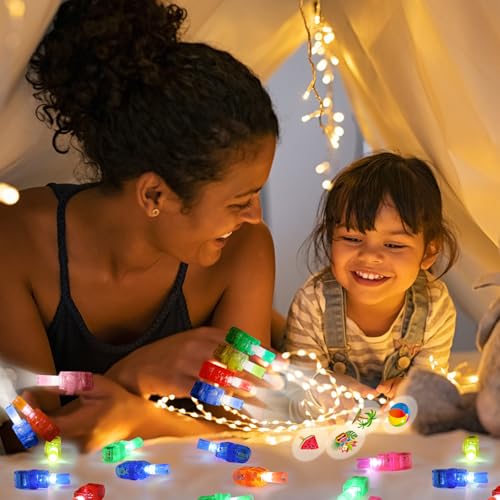 Capoda 36 Pcs Summer Hawaiian Party Favors Tropical Luau LED Finger Lights Beach Gifts Glow in The Dark LED Gifts Hawaii Light Ring for Summer Party Supplies Goodies Bag Piñata Filler Prize