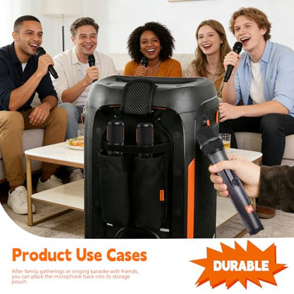 Wireless Microphone Case, Dual Microphone Holder & Mic Bag, Compatible with JBL Wireless Two Microphone System & JBL Partybox 110/120/310/320/710, Protective Cover for Handheld Mics - Bag Only
