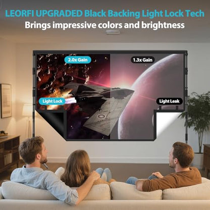 120 Inch Outdoor Projector Screen with Stand, Black Backing Screen - size: 120 inches (106.3 x 78.7 inches)