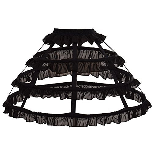 GRACEART Victorian Dress Pannier Hoop Skirt Bustle Cage Skirt - color: Black-3 Hoops