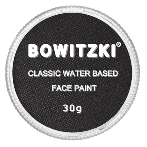 Bowitzki 30g Professional Face Paint Body Paint Water Based Face painting Makeup Safe for Adults Split Cake Single Color Halloween Christmas - Black - color: Black