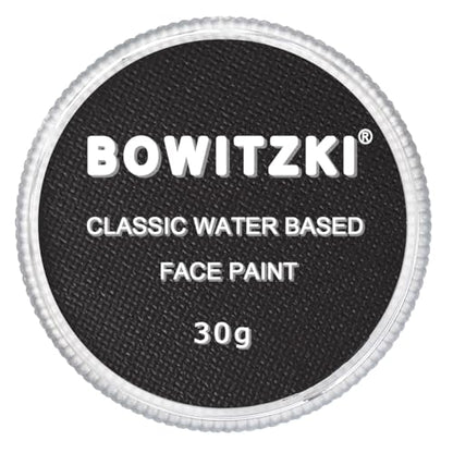 Bowitzki 30g Professional Face Paint Body Paint Water Based Face painting Makeup Safe for Adults Split Cake Single Color Halloween Christmas - Black - color: Black