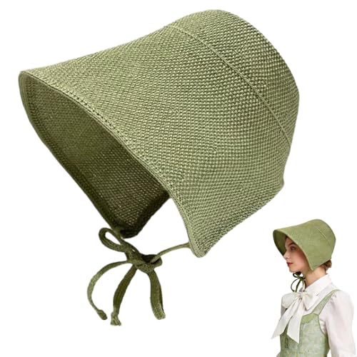 Womens Vintage Bonnet with Tie, Foldable Sun Hat, Victorian Costume Accessory for Photo Halloween Picnic - color: Green