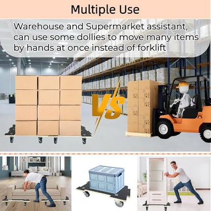 Furniture Dolly 4 Wheels Heavy Duty Spliceable Wood Platform Dolly 2 Pack, 1100 lbs Load Capacity Wood Pallet Jack, Furniture Moving Wooden Appliance Mover with 4 Soft Rubber Silent Wheels - size: Spliceable Rectangle Furniture Dolly