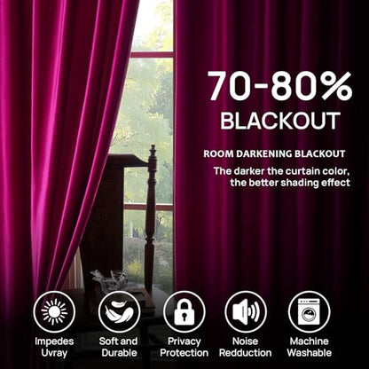 Hot Pink Velvet Curtains 90 Inch: Fuschia Pinch Pleated 2 Panels Elegant Living Room Darkening Thermal Insulated Drapes with Hooks- Luxury Soundproof Noise Reducing Back Tab Window Curtain for Bedroom - color: Pinch Pleated | Hot Pink, size: 40"W x 90"L (