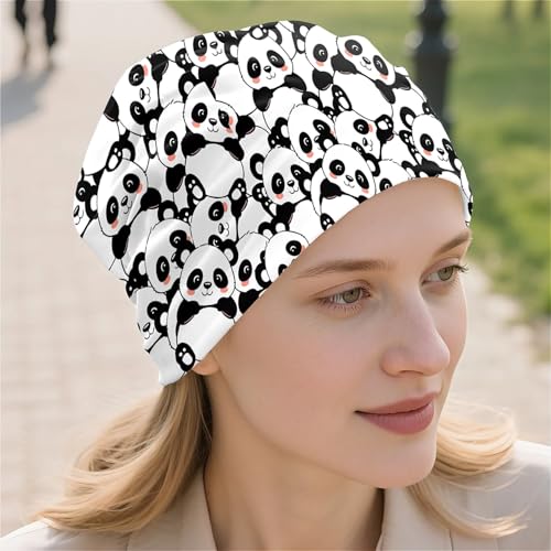 Art Owl Women's Slouchy Beanie Hat Cute Turban Hats Cancer Headwear Caps Baggy Skull Sleep Scarf - color: Cartoon Panda