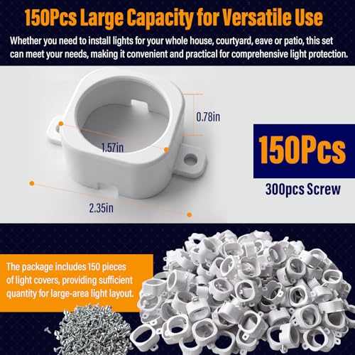 120 Pcs Light Clips for Govee H706 Permanent Outdoor Lights,White | Protective Lamp Cover Clips, Includes Mounting Screws, Replacement for 3m Glue, Ideal for Eaves, Yard & Patio