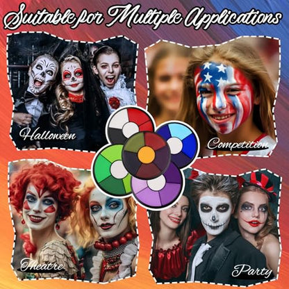 6 Colors Face Paint Bruise Palette, Halloween Washable Body Paint | Halloween SFX Makeup Body Paint Makeup Kit, Face Body Paint Palette with Brush Sponge for Witch Monster Cosplay Costumes - color: Hulk Makeup