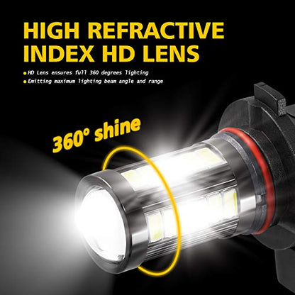 AUXLIGHT H10 9145 9140 9045 9155 9040 PY20D LED Fog Light Bulbs 6000K Xenon White, Super Bright 2800 Lumens 33-SMD Chips LED Daytime Running Lights DRL Bulbs Replacement for Cars, Trucks (Pack of 2) - size: 9145 / H10