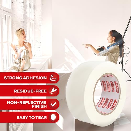 XFasten White Gaffers Tape 2 Inch x 30 Yards, Residue-Free Strong Adhesion (4-Pack 360-feet Total) Non-Reflective Cloth Matte White Tape for Walls, Cords, Bookbinding, Console, Photography - size: 2 Inches x 30 Yards (4-Pack 360-Feet)