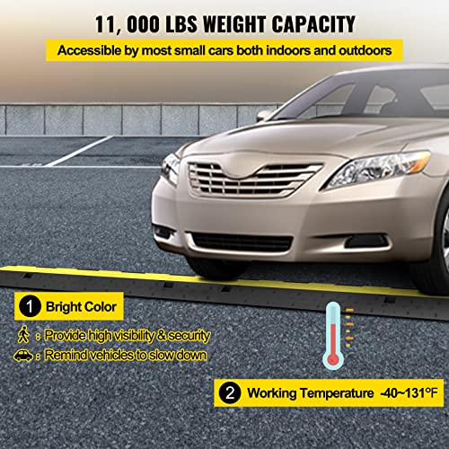 VEVOR Cable Protector Ramp, 5 Packs 2 Channels Speed Bump, Rubber Modular Humps Rated 11000 LBS Load Capacity, Protective Wire Cord Ramp Driveway Rubber Traffic Speed Bumps Cable Protector | Traffic Speed Bump, Modular Interlocking Connection, Protective