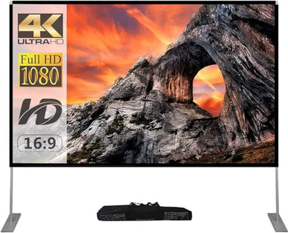 SKERELL Outdoor Projector Screen with Stand 100 Inch: Portable Projection Screen for Outside Theater Home Backyard Movies - size: 100 inch