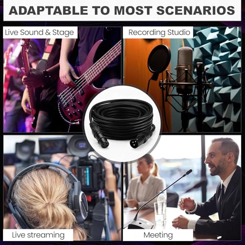 Relaxweex 12 Pcs 25 Feet XLR Cable, 3-Pin XLR Male to Female, Black - color: Black, size: 25 Feet