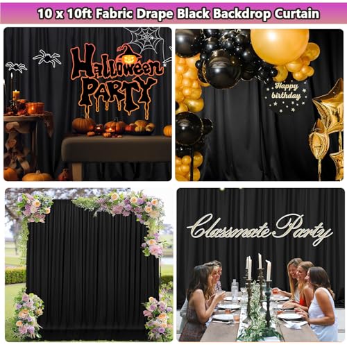 Black Backdrop 10 X 10 Ft, Solid Black Photo Backdrop, High Density Polyester Fabric Pure Black Backdrop Curtain Screen, Collapsible Seamless Black Background for Photoshoot Party Video Studio - color: black backdrop, size: 10x10ft
