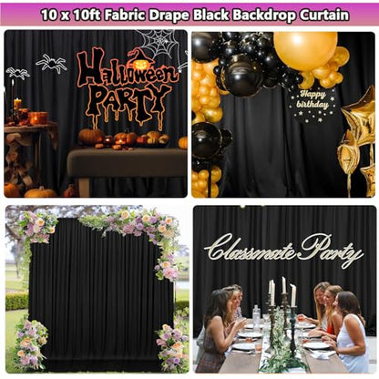 Black Backdrop 10 X 10 Ft, Solid Black Photo Backdrop, High Density Polyester Fabric Pure Black Backdrop Curtain Screen, Collapsible Seamless Black Background for Photoshoot Party Video Studio - color: black backdrop, size: 10x10ft