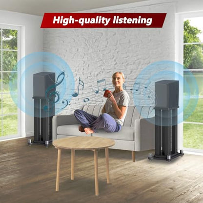 Universal Wooden Speaker Stands Pair, Heavy Duty Floor Standing Speaker Mount, Bookshelf & Studio Monitor Stands for Home Theater Surround Audio System (7.8in) - size: 7.8 in