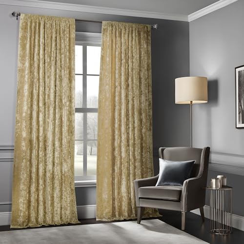 HPD Half Price Drapes Lush Crush Velvet Curtains - Room Darkening Curtain 108 Inches Long for Bedroom & Living Room, Luxury Look, Rod Pocket Design, (1 Panel), 50W x 108L, Gold - color: Gold, size: 50"W x 108"L (Pack of 1)