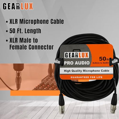 Gearlux XLR Microphone Cable, Fully Balanced, Male to Female, 50 Feet - 3 Pack - size: 50 Ft, style: 3 Pack