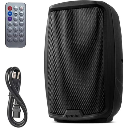 Gemini Sound AS-2110BT Active 10 Inch Woofer 1000W Watt DJ Monitor Powered Amplified PA Speakers System with Bluetooth Bundle with Auray SS-4420 Steel Speaker Stand and XLR Cable