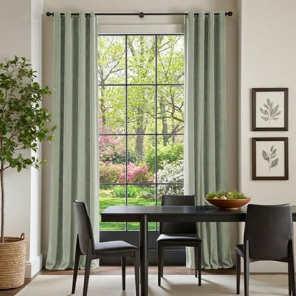 Lazzzy Green Velvet Curtains Blackout Thermal Insulated Curtains 84 Inch Long Window Drapes for Bedroom Living Room Super Soft Luxury Grommet Window Treatment 2 Panels, Grayish Green - color: *Grommet | Grey Sage, size: 52"W x 84"L (Pack of 2)