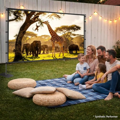 120 inch Outdoor Projector Screen with Stand, Portable Projector Screen | 16:9 4K HD Lightweight Movie Screen, With Carry Bag, 160° Ultra Wide Viewing Angle, Adapts Any Indoor or Outdoor Activity