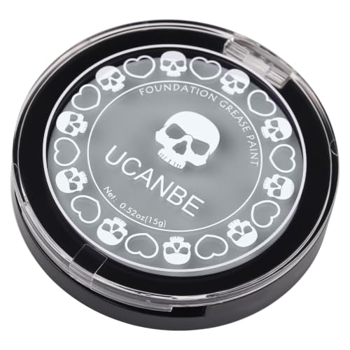 UCANBE Grey Face Body Paint Makeup Foundation, Professional Gothic Gray Cream Greasepaint, Non-Toxic Goth Facepaint for Halloween Parties, Skeleton Grayscale Raven Zombie SFX Makeup & Costume Cosplay - color: Gray
