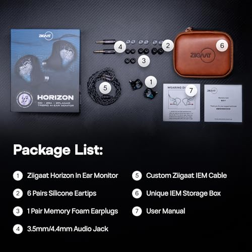 Linsoul ZiiGaat Horizon 1DD+2BA+2 Planar HiFi Wired Earbuds in Ear Monitor