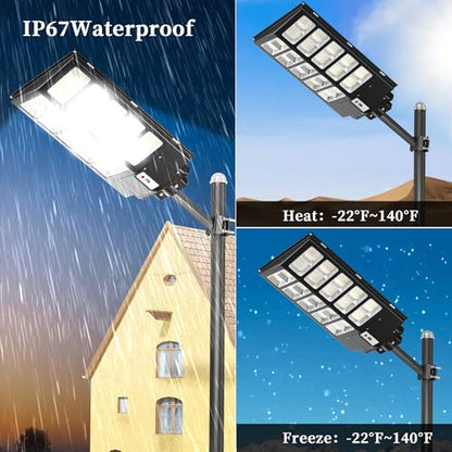 Ofuray Solar Street Lights Outdoor,Of-6000W Commercial Parking Lot Light | Solar Flood Light, LED Area Light with Motion Sensor, Dusk to Dawn, Remote Control for Security Lighting in Streets, Barns - size: XL