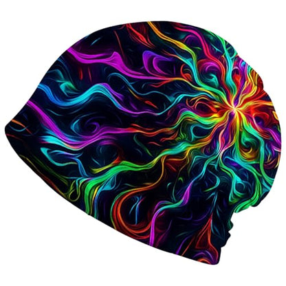 Art Owl Women's Slouchy Beanie Hat Cute Turban Hats Cancer Headwear Caps Baggy Skull Sleep Scarf - color: Colorful Abstract