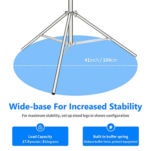 NEEWER 118"/3m Stainless Steel Light Stand, Spring Cushioned Heavy Duty Photography Tripod with 1/4" to 3/8" Universal Screw Adapter for Strobe, LED Video Light, Ringlight, Monolight, Softbox | Photography Tripod with 1/4" to 3/8" Universal Screw Adapter